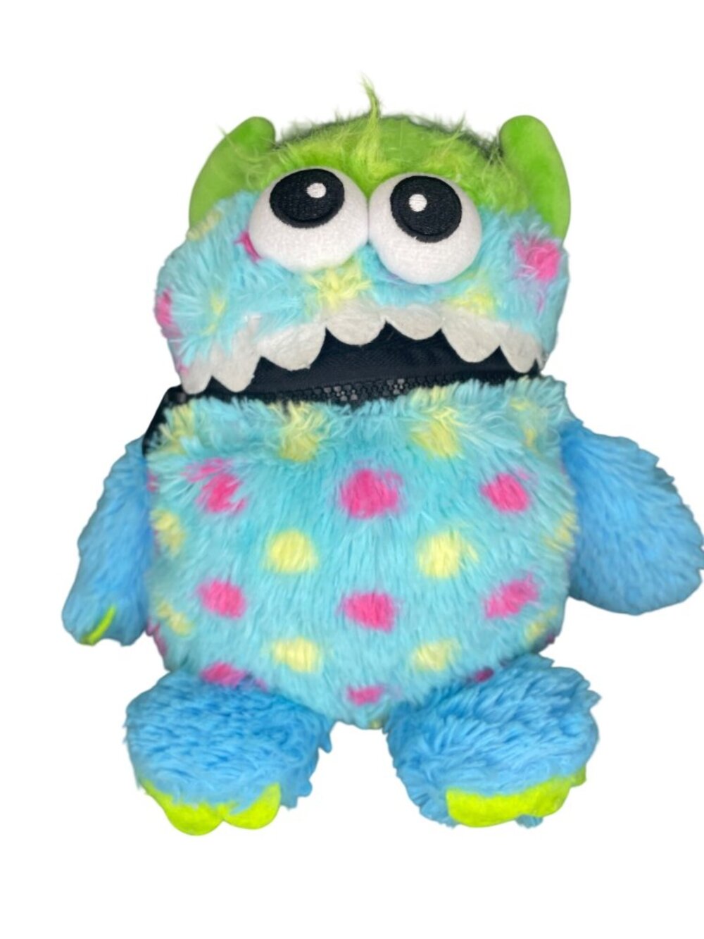 Colorful Worry Monster Toy With Zipper Mouth & Polka Dot Design - Fun Storage Fo